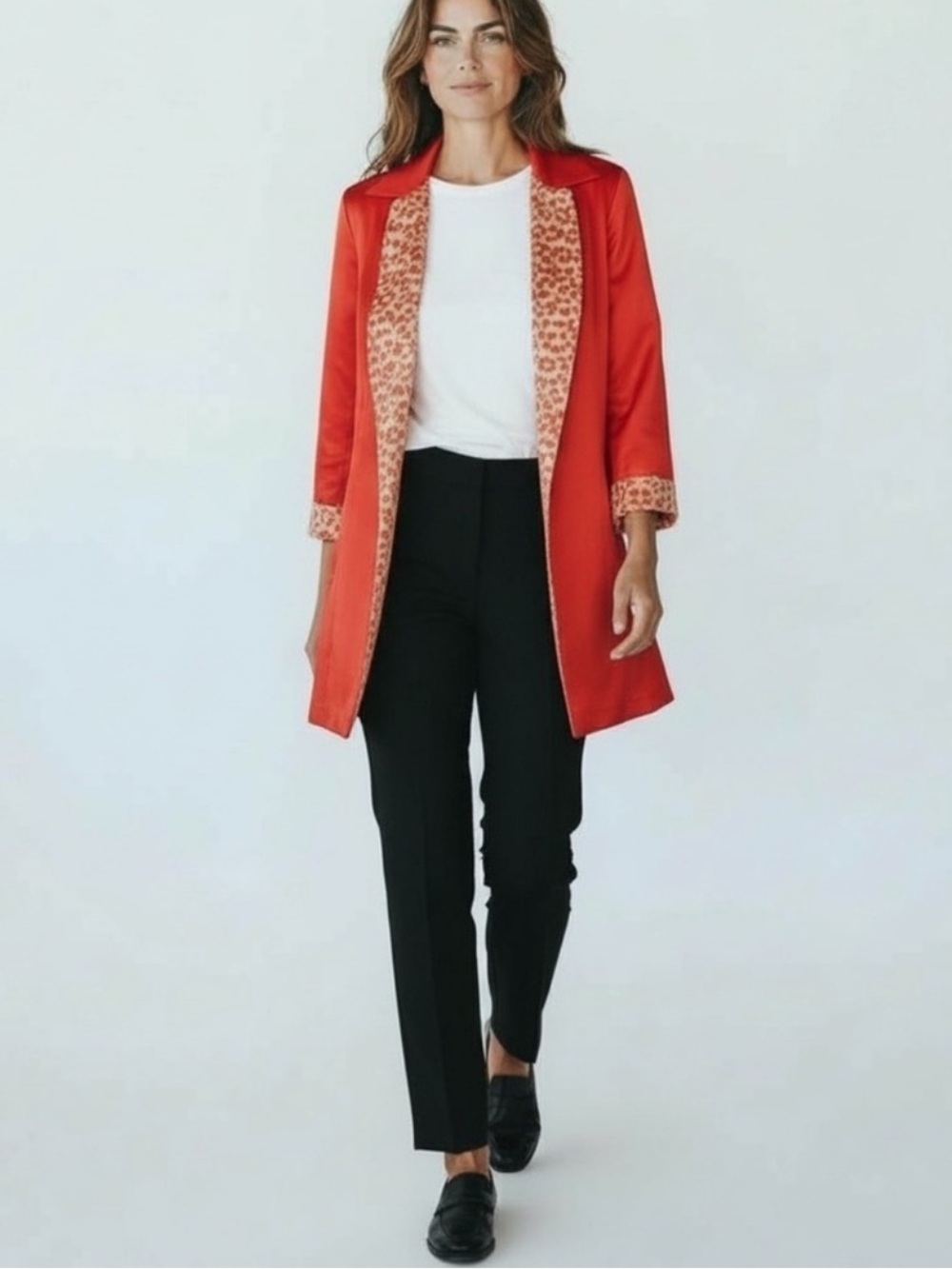 NWT ~ DENNIS BASSO Chic Satin Long Jacket Topper  ~    size XS-SM